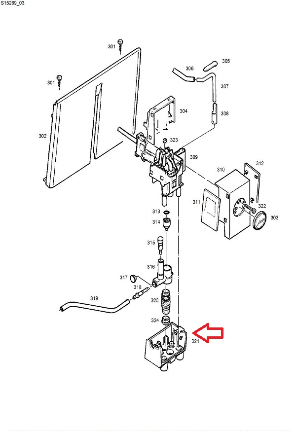 Jura A5-A9 Dispensing Spout Cover Diagram